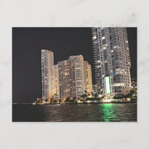 Miami Luxus-Skyline Strandpromenade Nachtansicht Postkarte