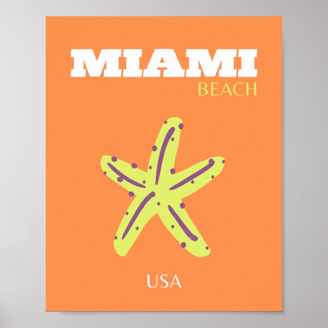 Miami, Miami Beach, Florida, Preppy, Orange Poster (Vorne)