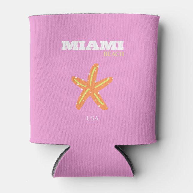Miami, Miami Beach, Florida, Preppy, Pink, Orange Dosenkühler (Vorderseite)