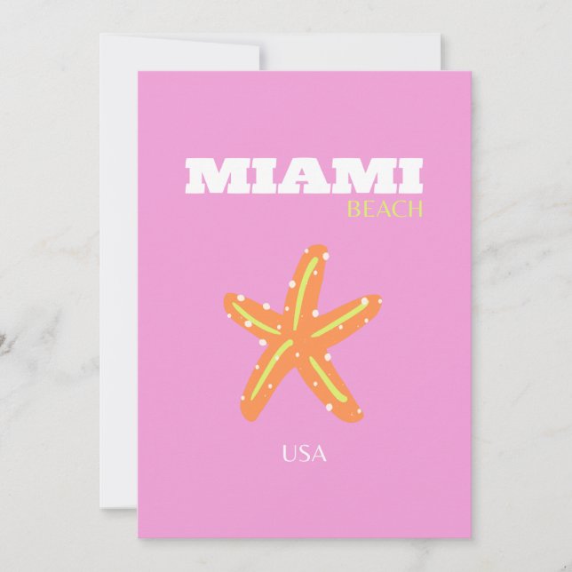 Miami, Miami Beach, Florida, Preppy, Pink, Orange Einladung (Vorderseite)