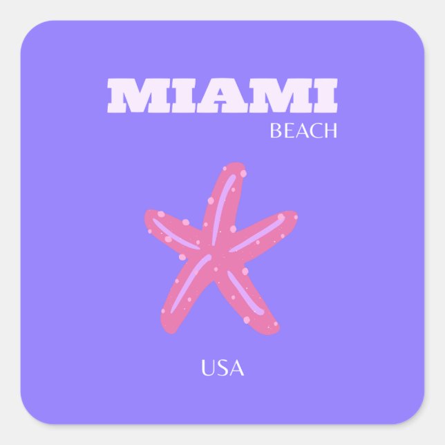 Miami, Miami Beach, Preppy Room, Lila, Lilac Quadratischer Aufkleber (Vorderseite)