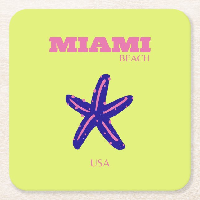Miami, Miami Beach, Travel Art, Preppy Rechteckiger Pappuntersetzer (Vorderseite)