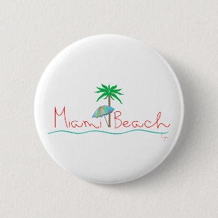 Miami mit Palm und Regenschirm Button