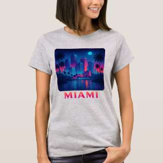 Miami Moonrise - Neon Skyline Grafik T-Shirt