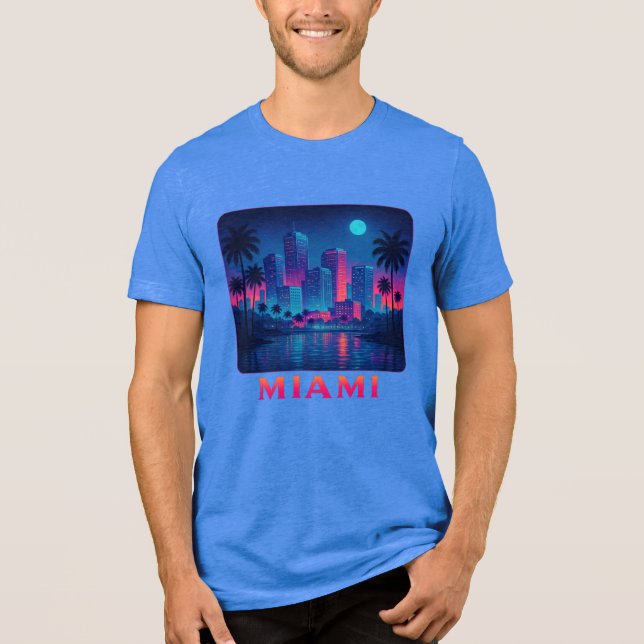 Miami Moonrise - Neon Skyline Graphic Tee (Vorderseite)