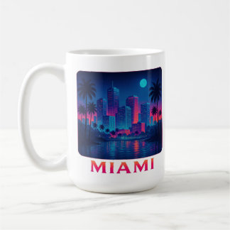 Miami Moonrise - Neon Skyline Graphic Tee Kaffeetasse