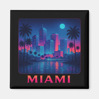 Miami Moonrise - Neon-Skyline Magnet