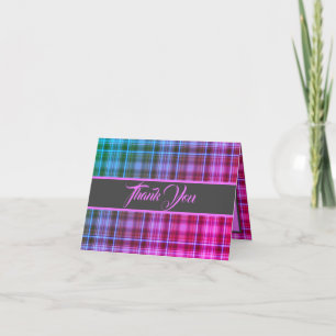 Miami Nights Plaid Merci Carte Note