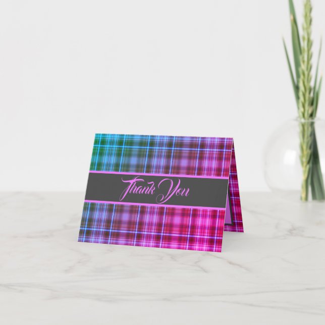 Miami Nights Plaid Merci Carte Note (Devant)