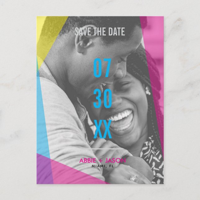 Miami Nights Save the Date Foto Postkarte (Vorderseite)