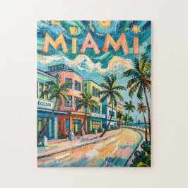 Miami Ocean Drive Florida Strand Van Gogh Farbig