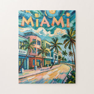 Miami Ocean Drive Florida Strand Van Gogh Farbig