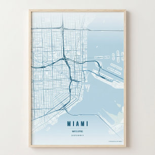 Miami OceanPrint Florida Stadtplan Wandkunst Poste Poster