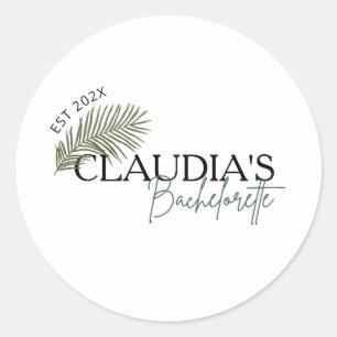 Miami Palm Individuelle Name Bride Junggeselinnen- Runder Aufkleber