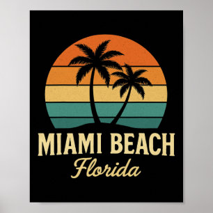 Miami Palme Florida Vintage Sonnenuntergang Palmen Poster
