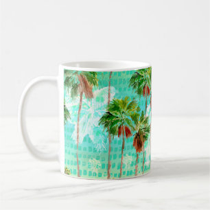 Miami Palms: Wasserfarbe tropisch nahtlos Kaffeetasse