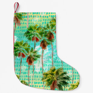 Miami Palms: Wasserfarbene tropische Nahtlosigkeit Kleiner Weihnachtsstrumpf