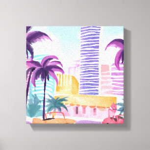 Miami Pastelle   Unordentliche Aquarellmalerei Leinwanddruck
