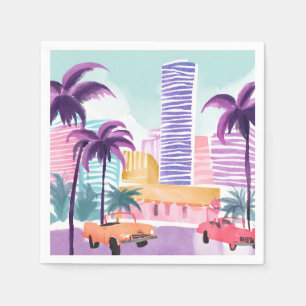 Miami Pastels Unordentliche Aquarellmalerei Serviette