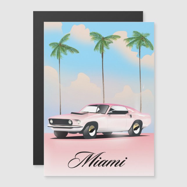 Miami Pink Sunset Magnetkarte (Vorne/Hinten)