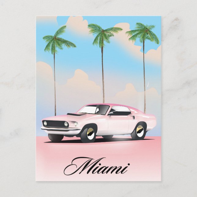 Miami Pink Sunset Postkarte (Vorderseite)