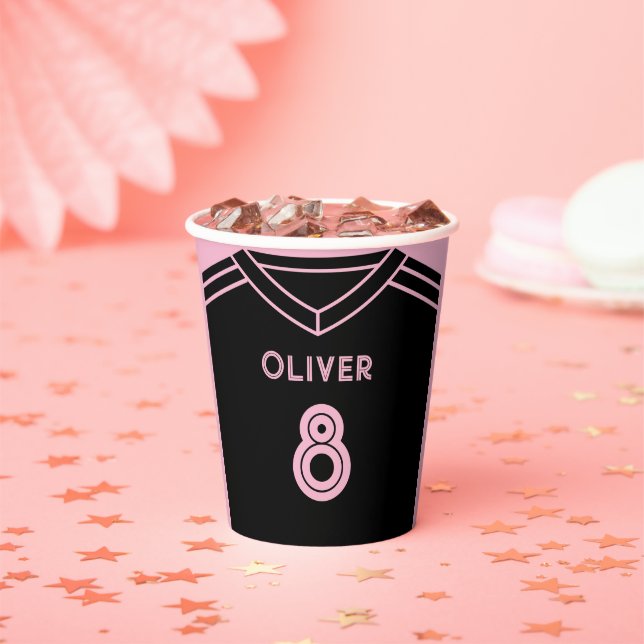 Miami Pink und Black Soccer Party Geburtstag Pappbecher (Insitu)
