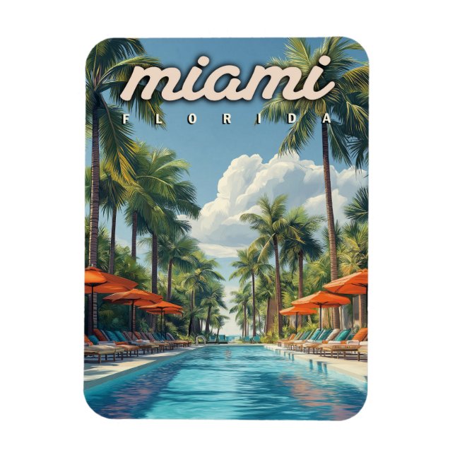 Miami Pool Vintage  Magnet (Vertikal)