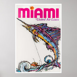 Miami-Reiseposter Florida Art Wand Retro Poster