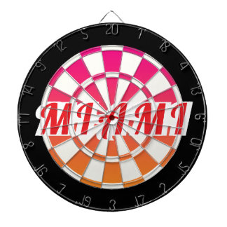 MIAMI Roter Text in Rosa Orange Schwarz und Weiß Dartscheibe
