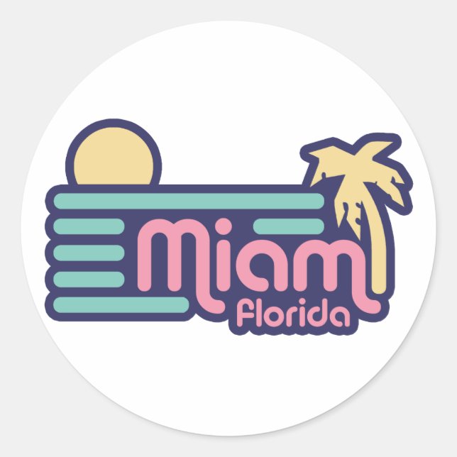 Miami Runder Aufkleber (Vorderseite)