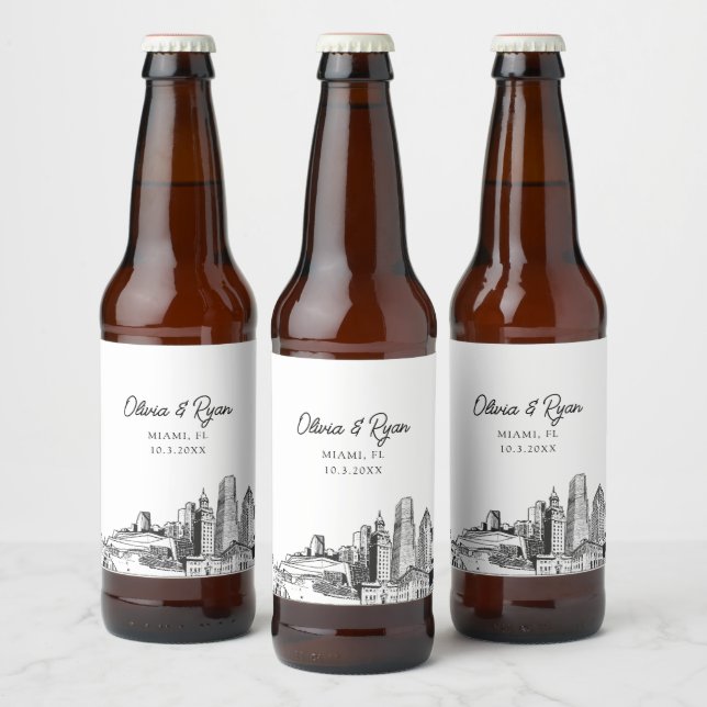 Miami-Sehenswürdigkeiten Personalisiertes Bier-Sie Bierflaschenetikett (Flaschen)