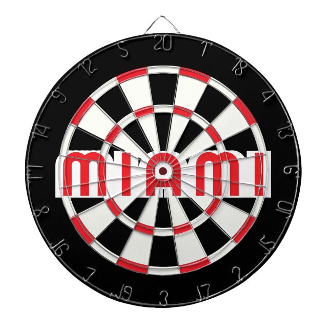 MIAMI Simple Modern Schwarz-weiß Red Dartscheibe (vorne)