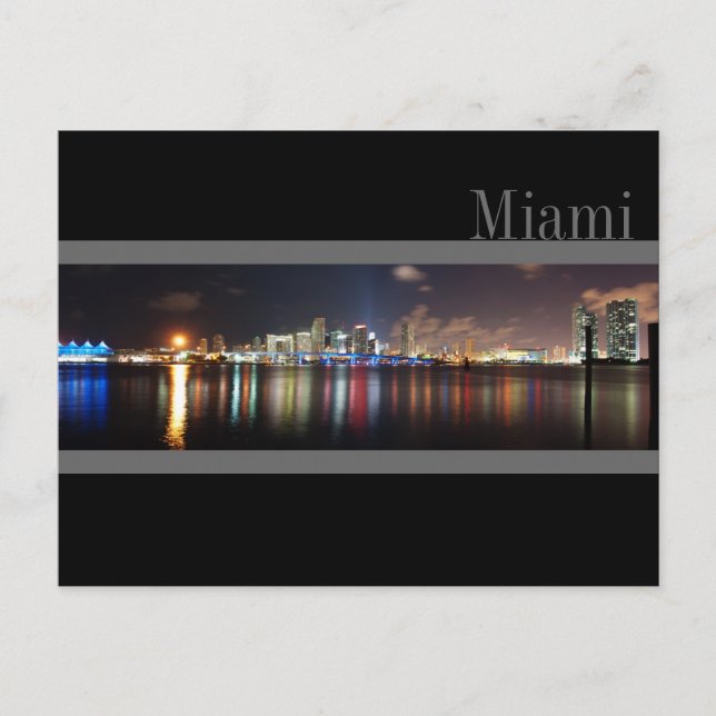 Miami Skyline à Night Panorama Photo - Carte posta (Devant)