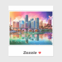 Miami Skyline Abstrakt Art Aufkleber