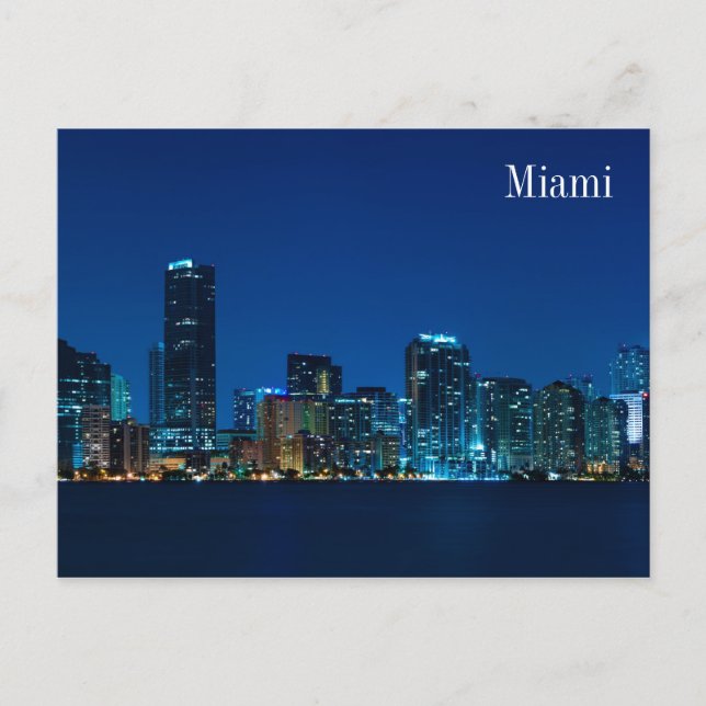 Miami Skyline am Abend Panorama - Postkarte (Vorderseite)
