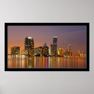 Miami-Skyline am Dämmerungs-Panorama-Plakat Poster