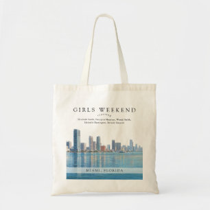 Miami-Skyline-Aquarell Mädchen-Wochenende Tragetasche