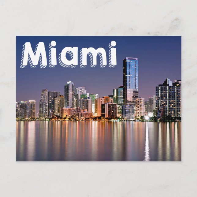 Miami Skyline At Night, Miami Florida, USA Postkarte (Vorderseite)