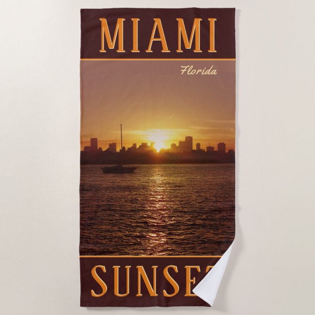 Miami Skyline bei Sunset Strandtuch (Vorderseite)