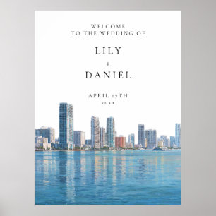 Miami Skyline Hochzeits-Willkommensschild Poster