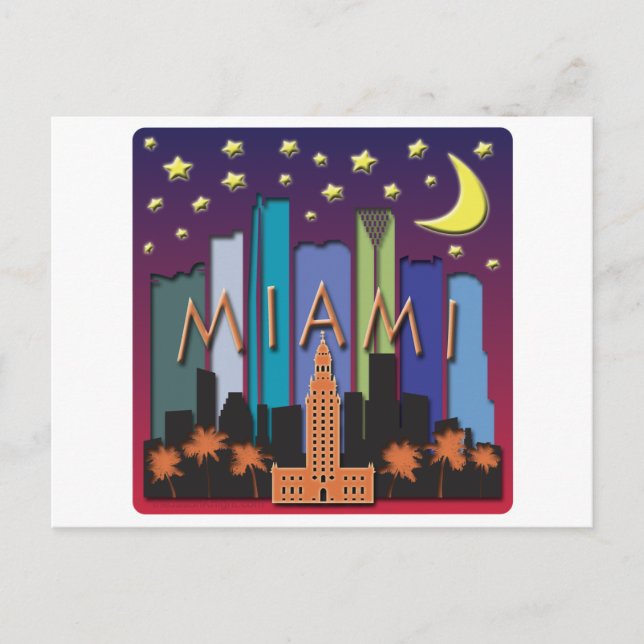 Miami Skyline Mega Color Postkarte (Vorderseite)