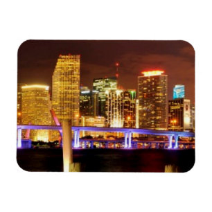 Miami-Skyline nachts, Florida Magnet
