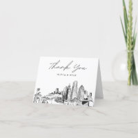 Miami Skyline Sketch Modern Blank Dankeschön Karte