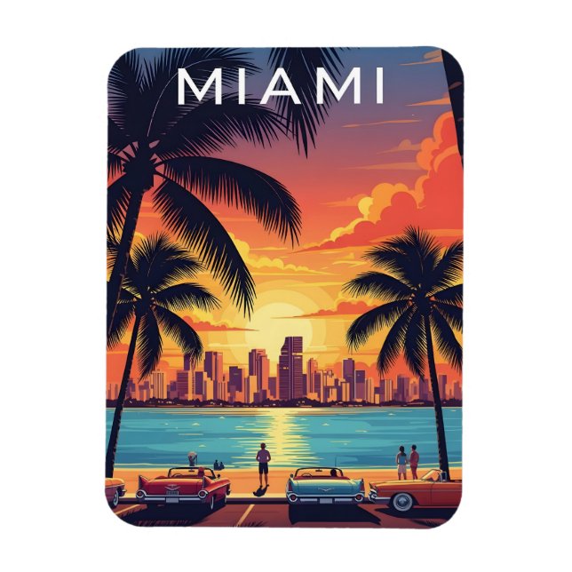 Miami Skyline Sunset Magnet (Vertikal)