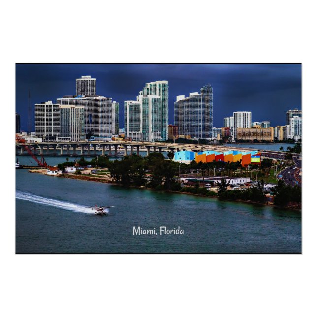 Miami, Skyline von Florida Poster (Vorderseite)