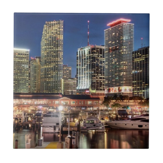Miami-Skylinestadt in Florida Fliese (Vorderseite)
