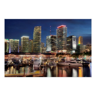 Miami-Skylinestadt in Florida Poster