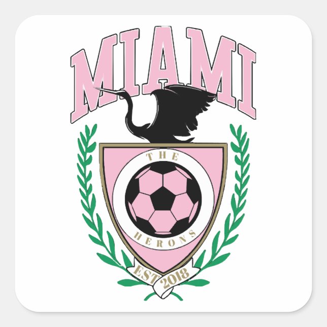 Miami Soccer Varsity Style Quadratischer Aufkleber (Vorderseite)