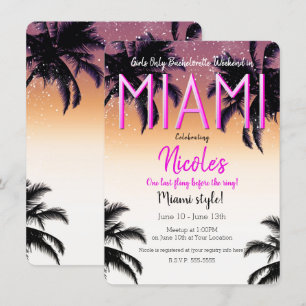 Miami-Sommerferien Mädchen Wochenende Junggesellin Einladung