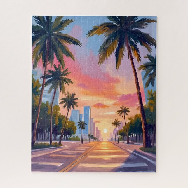 Miami-Sonnenuntergang Palmen (Vertikal)